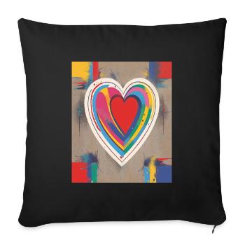 Herz für Kunstliebhaber - Sofakissenbezug 45 x 45 cm - Schwarz - Vorne
