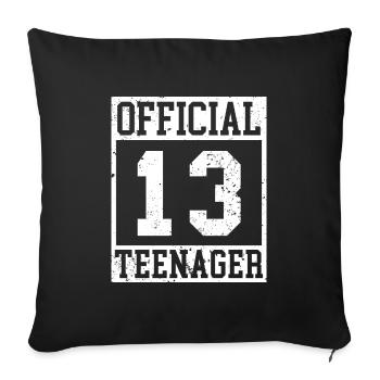 13 - Adolescent officiale - Cadeau d’anniversaire Adolescent - Housse de coussin décorative 45 x 45 cm - noir - Devant