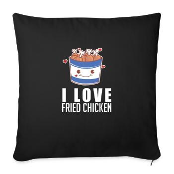 I Love Fried Chicken Crips Drumstick Bucket Funny - Sofa pillowcase 17,3'' x 17,3'' (45 x 45 cm) - black - Front