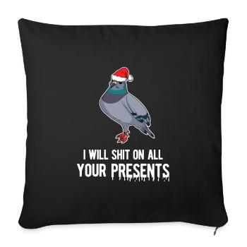 Frohe Weihnachten Santa Pigeon Pet Bird Holiday Art - Sofakissenbezug 45 x 45 cm - Schwarz - Vorne