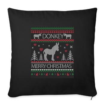 Donkey Ugly Sweater Christmas Holiday Winter - Sofa pillowcase 17,3'' x 17,3'' (45 x 45 cm) - black - Front