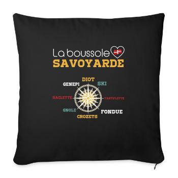 Spécialité savoyarde les les savoyards et gourmand - Housse de coussin décorative 45 x 45 cm - noir - Devant