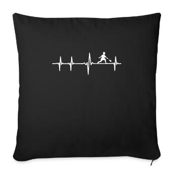 ECG Heartbeat Heartbeat Badminton & Tennis - Housse de coussin décorative 45 x 45 cm - noir - Devant