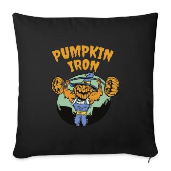 Pumpkin Iron - Halloween pun - Sofa pillowcase 17,3'' x 17,3'' (45 x 45 cm) - black - Front