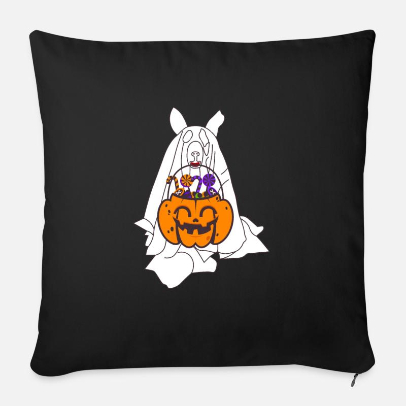 Husky Geist Kürbislaterne Halloween - Sofakissenbezug 45 x 45 cm - Schwarz