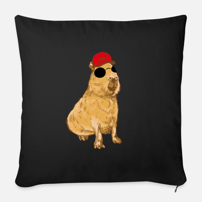 Cool Capybara - Wasserschwein - Cappy - Housse de coussin décorative 45 x 45 cm - noir