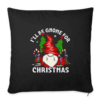 Gnome nain Père Noël jour de Noël - Housse de coussin décorative 45 x 45 cm - noir - Devant