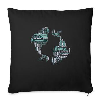 Poissons, Astrologie, Constellation, Horoscope, Zodiaque - Housse de coussin décorative 45 x 45 cm - noir - Devant