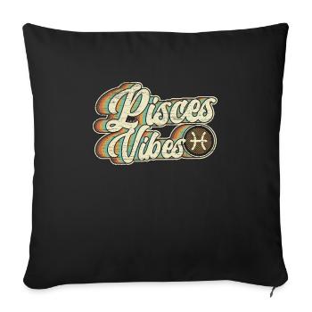 Poissons, Astrologie, Constellation, Horoscope, Zodiaque - Housse de coussin décorative 45 x 45 cm - noir - Devant