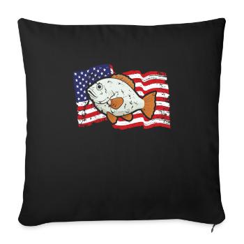 Flounder Fishing Fishing Catcher Summer Flounder - Sofa pillowcase 17,3'' x 17,3'' (45 x 45 cm) - black - Front