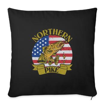 Pike, Fisherman, Angler, Freshwater, USA - Sofa pillowcase 17,3'' x 17,3'' (45 x 45 cm) - black - Front