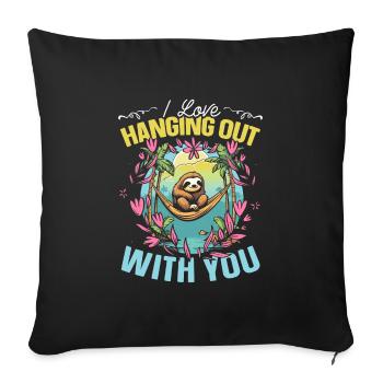 Valentine's Day Gift February 14 Cute Sloth - Sofa pillowcase 17,3'' x 17,3'' (45 x 45 cm) - black - Front