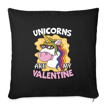 Valentine's Day Gift February 14 Cute Unicorn - Sofa pillowcase 17,3'' x 17,3'' (45 x 45 cm) - black - Front