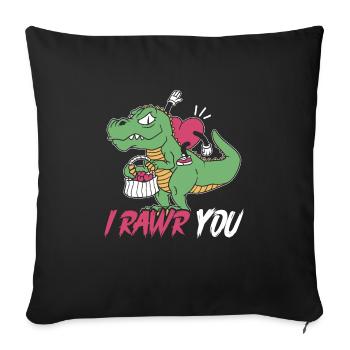 Valentine's Day Dinosaur T-Rex February 14 Dino - Sofa pillowcase 17,3'' x 17,3'' (45 x 45 cm) - black - Front