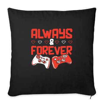 Valentine's Day Gaming February 14 Video Game - Sofa pillowcase 17,3'' x 17,3'' (45 x 45 cm) - black - Front