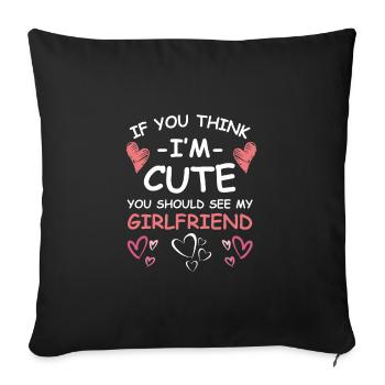 February 14 Valentine's Day Gift Girlfriend Love - Sofa pillowcase 17,3'' x 17,3'' (45 x 45 cm) - black - Front