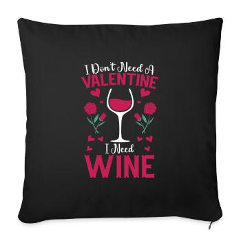 14 février Cadeau de la Saint-Valentin Vin - Housse de coussin décorative 45 x 45 cm - noir - Devant