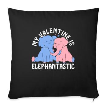 February 14 Valentine's Day Gift Cute Elephant - Sofa pillowcase 17,3'' x 17,3'' (45 x 45 cm) - black - Front
