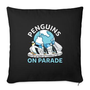 Drôles de pingouins de l’Antarctique sur la parade de la faune - Housse de coussin décorative 45 x 45 cm - noir - Devant