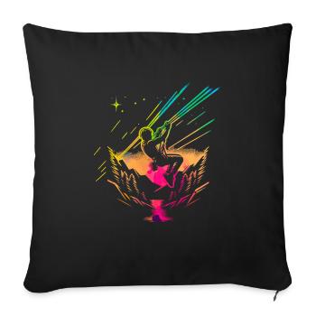 Tyrolienne Amateur Zipliner Aventure Extrême Fil De Fer - Housse de coussin décorative 45 x 45 cm - noir - Devant