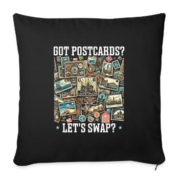 Stamp Collecting, Postcard Collector, Philately - Sofa pillowcase 17,3'' x 17,3'' (45 x 45 cm) - black - Front