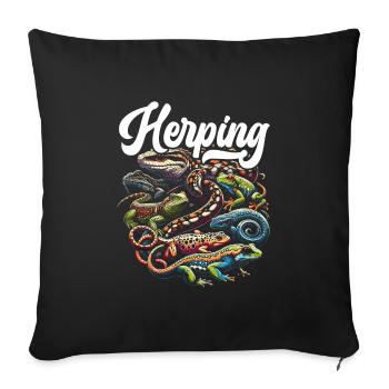 Herpetology Reptile Lovers Snakes Lizards - Sofa pillowcase 17,3'' x 17,3'' (45 x 45 cm) - black - Front