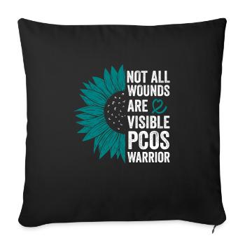 PCOS Kriegerin: Unsichtbarer Kampf - Sofakissenbezug 45 x 45 cm - Schwarz - Vorne