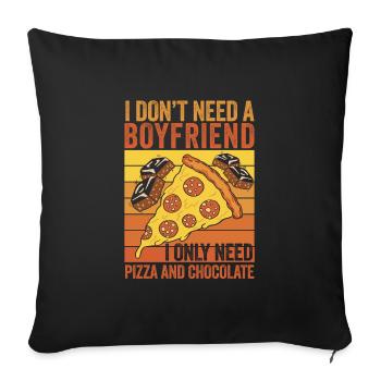 Pizza & Chocolate: My True Loves - Sofa pillowcase 17,3'' x 17,3'' (45 x 45 cm) - black - Front