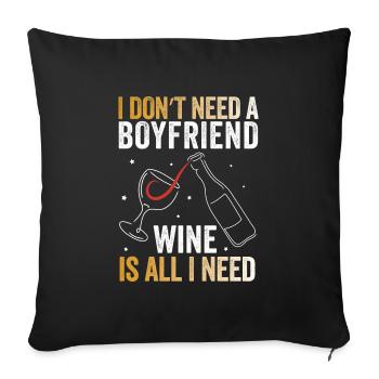 Le vin : mon véritable amour - Housse de coussin décorative 45 x 45 cm - noir - Devant