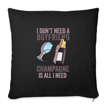Sparkling wine: my true love - Sofa pillowcase 17,3'' x 17,3'' (45 x 45 cm) - black - Front