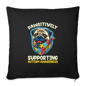 Autism Pug Autistic Dog Lover - Sofa pillowcase 17,3'' x 17,3'' (45 x 45 cm) - black - Front