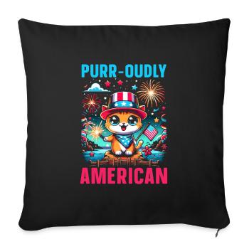 4. Juli-katze Patriotisch, 4. Juli, Usa-flagge. - Sofakissenbezug 45 x 45 cm - Schwarz - Vorne