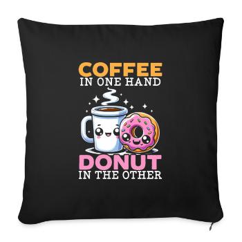 National Donut Day, Donut Lovers, - Sofa pillowcase 17,3'' x 17,3'' (45 x 45 cm) - black - Front