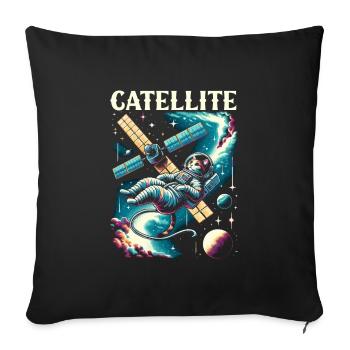 Chat cosmonaute astronaute - Housse de coussin décorative 45 x 45 cm - noir - Devant