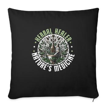Herboristerie, Phytothérapie, Guérison naturelle - Housse de coussin décorative 45 x 45 cm - noir - Devant