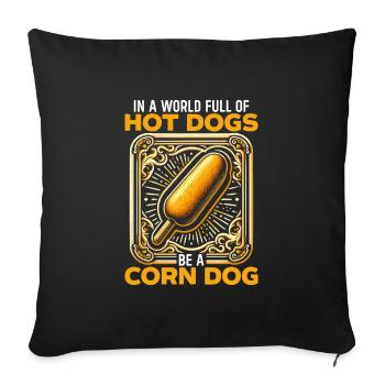 Amateur de chien de maïs Saucisses de restauration rapide Corndog - Housse de coussin décorative 45 x 45 cm - noir - Devant