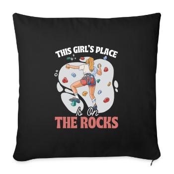 Bouldering Girl Bouldering escalade cadeau - Housse de coussin décorative 45 x 45 cm - noir - Devant