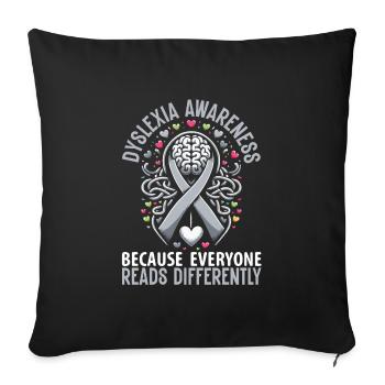 Dyslexia Awareness Month - Sofa pillowcase 17,3'' x 17,3'' (45 x 45 cm) - black - Front
