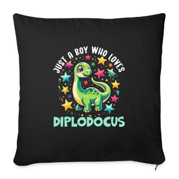 Dinosaur Lover Dino Diplodocus - Sofa pillowcase 17,3'' x 17,3'' (45 x 45 cm) - black - Front