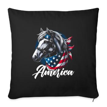 American Horse Lover USA Flag America Fourth By - Sofa pillowcase 17,3'' x 17,3'' (45 x 45 cm) - black - Front