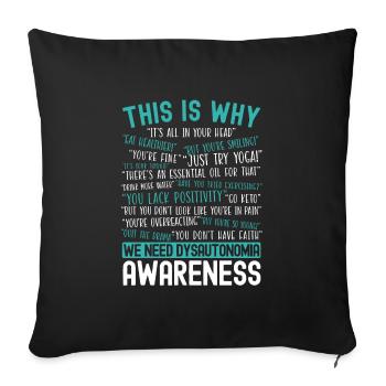 Sensibilisation à la dysautonomie Maladie chronique - Housse de coussin décorative 45 x 45 cm - noir - Devant