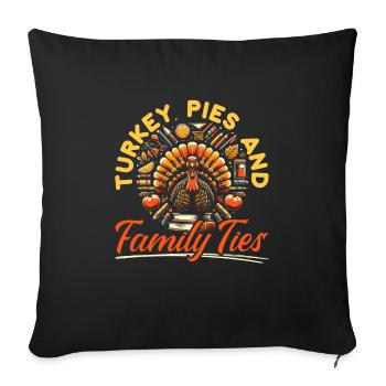 Dinde de Thanksgiving, Bienheureux reconnaissant - Housse de coussin décorative 45 x 45 cm - noir - Devant