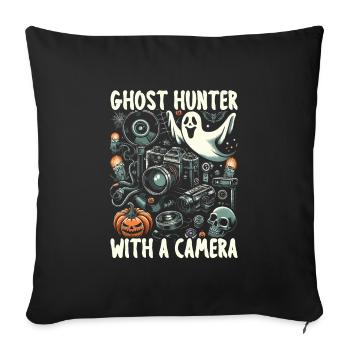 Photographie drôle de caméraman de costume d'Halloween - Housse de coussin décorative 45 x 45 cm - noir - Devant