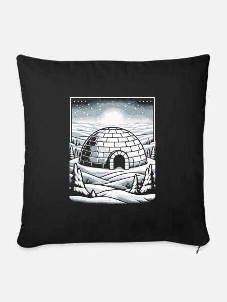 Iglu Eisschnee-Flocke Winter - Sofakissenbezug 45 x 45 cm - Schwarz