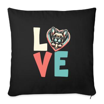 Amoureux des chiens bouledogue français - Housse de coussin décorative 45 x 45 cm - noir - Devant