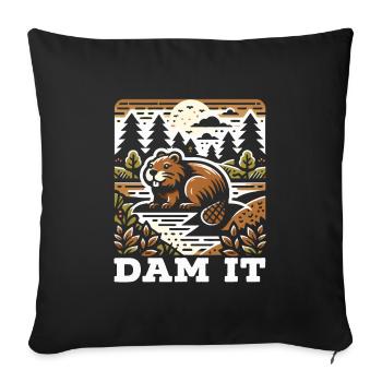 Drôle de castor amant rongeur animal mignon - Housse de coussin décorative 45 x 45 cm - noir - Devant