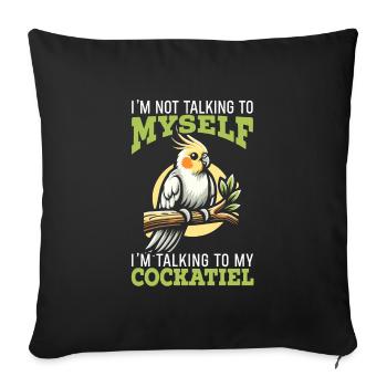 Cockatiel Lover Parrot - Sofa pillowcase 17,3'' x 17,3'' (45 x 45 cm) - black - Front