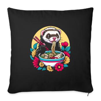 Drôle d’amant furet belette mammifère animal - Housse de coussin décorative 45 x 45 cm - noir - Devant