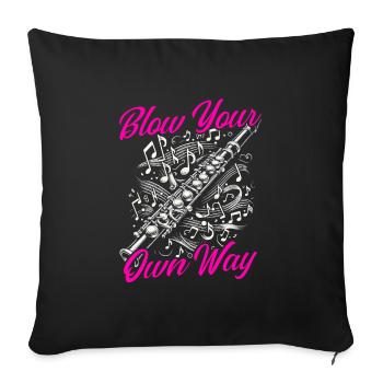 Flûtiste, flûtiste, musicien, - Housse de coussin décorative 45 x 45 cm - noir - Devant