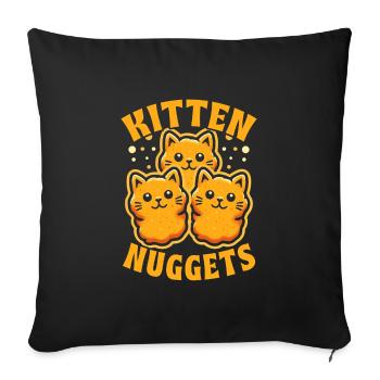 Chicken Nugget Fast Food Cat - Sofa pillowcase 17,3'' x 17,3'' (45 x 45 cm) - black - Front